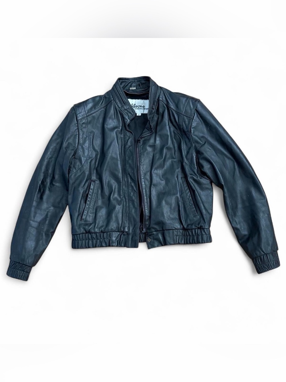 Vintage Wilson’s Leather women’s Black leather bomber motorcycle jacket Sz 6